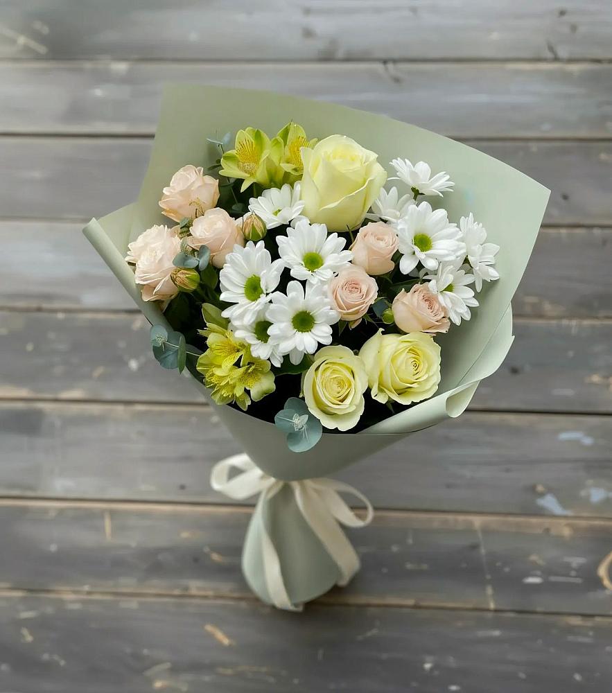 Букет цветов из: Альстромерии, Розы и Хризантемы в Полтавке
