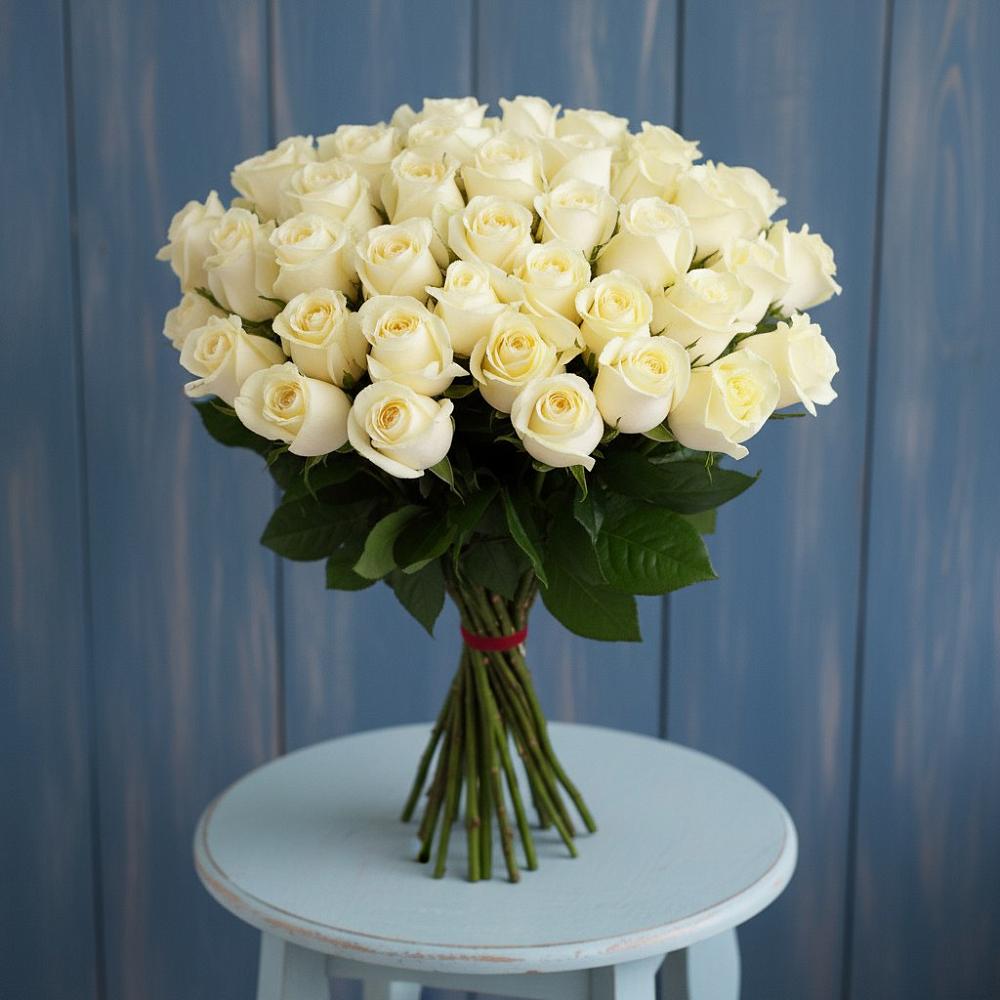 Букет 51 Белая роза Эдлесс Лав в Полтавке