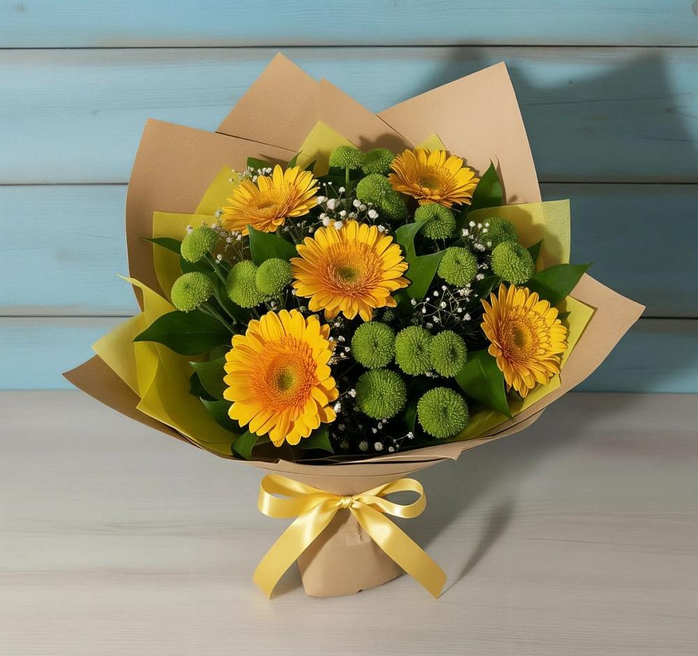 Букет цветов из: Герберы и Хризантемы в Полтавке
