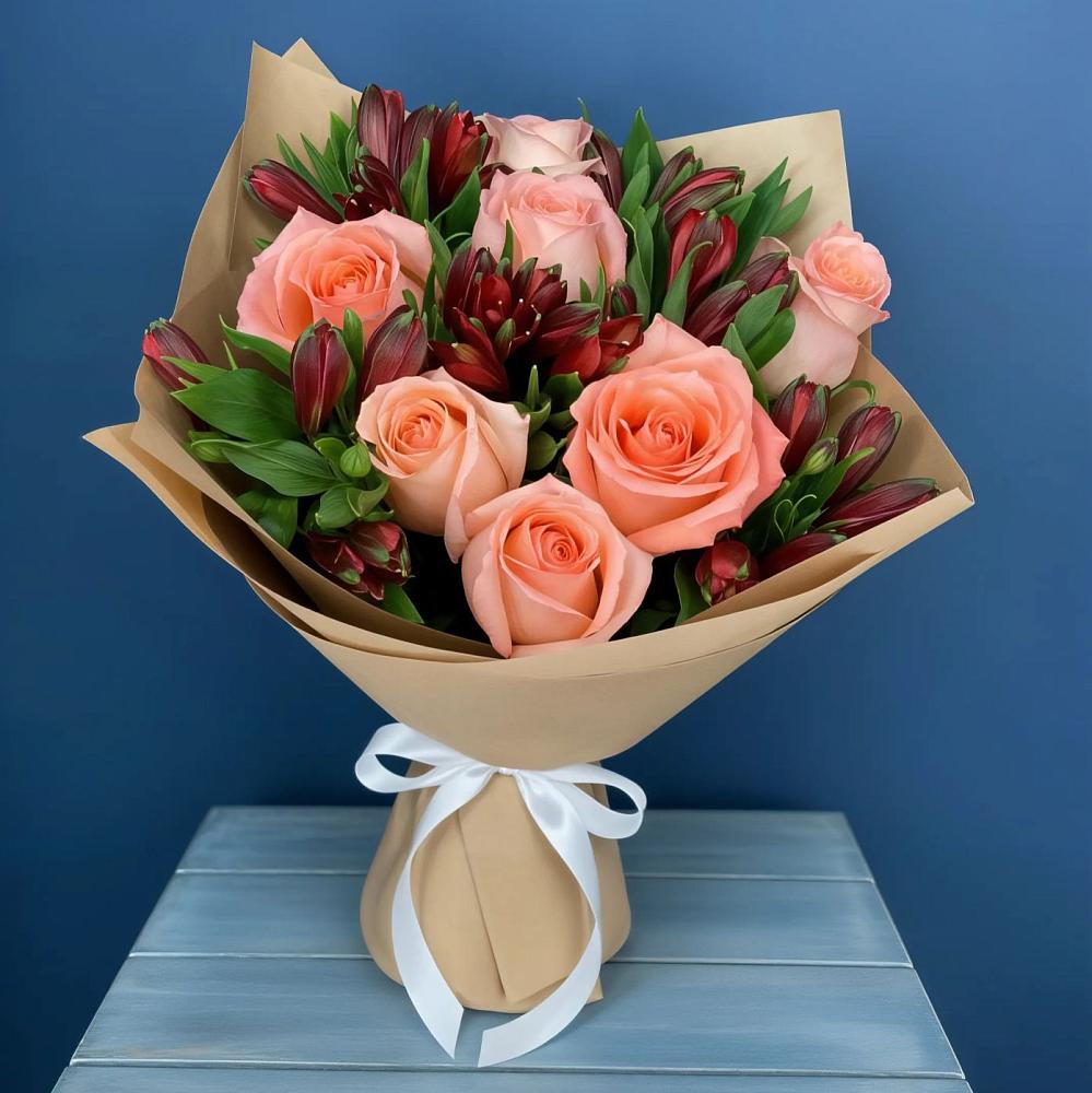 Букет цветов из: Розы и Альстромерии в Полтавке