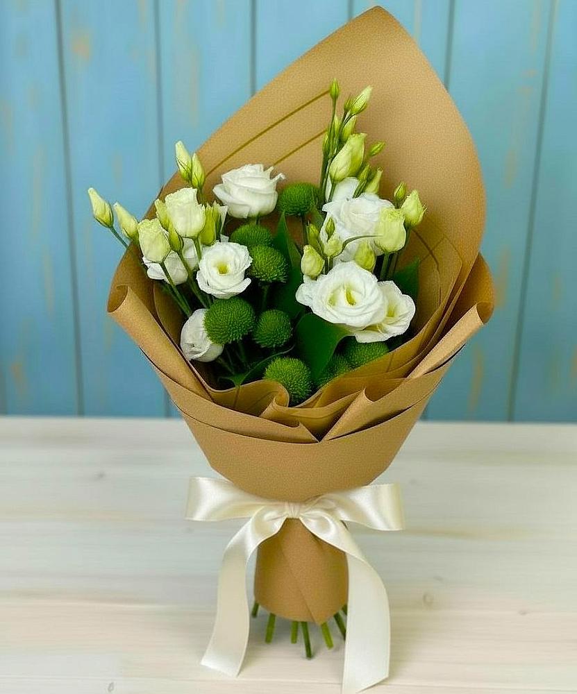 Букет цветов из: Хризантемы и Лизиантусы в Полтавке