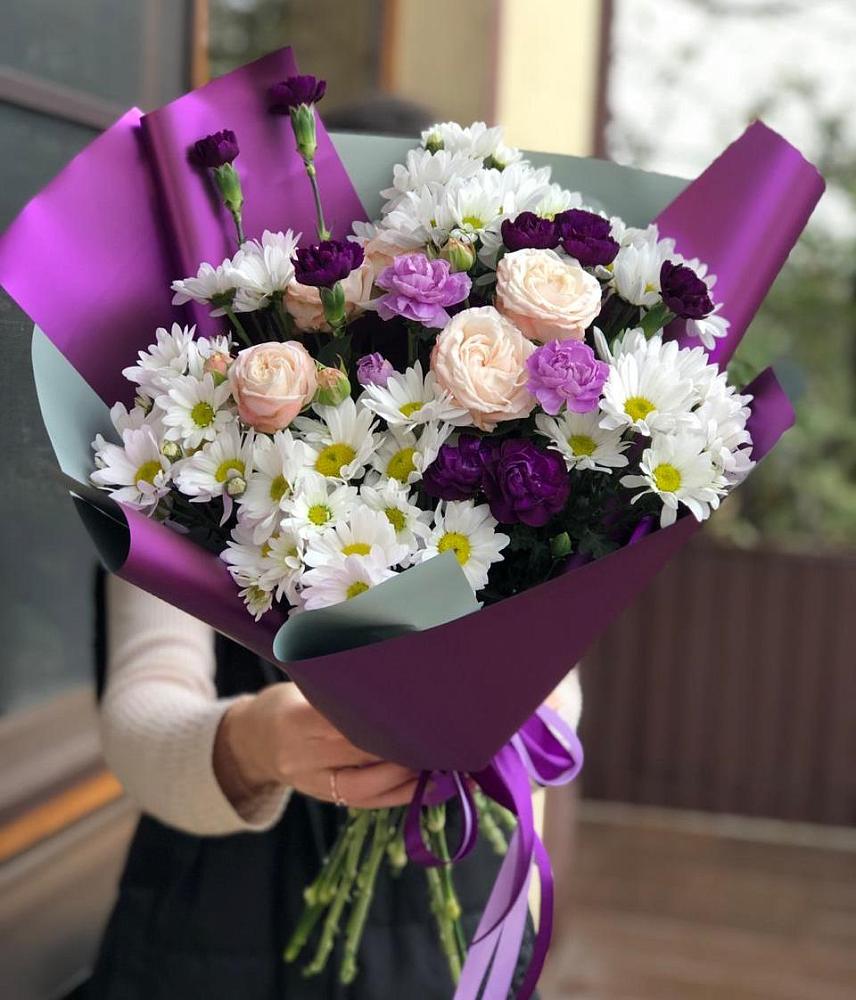 Букет цветов из: Хризантемы, Гвоздики и Розы в Полтавке