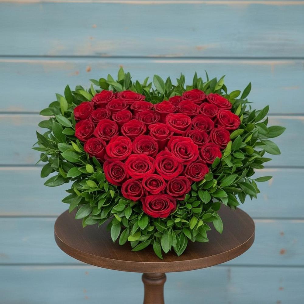 Цветочная композиция из Розы в виде сердца в Полтавке