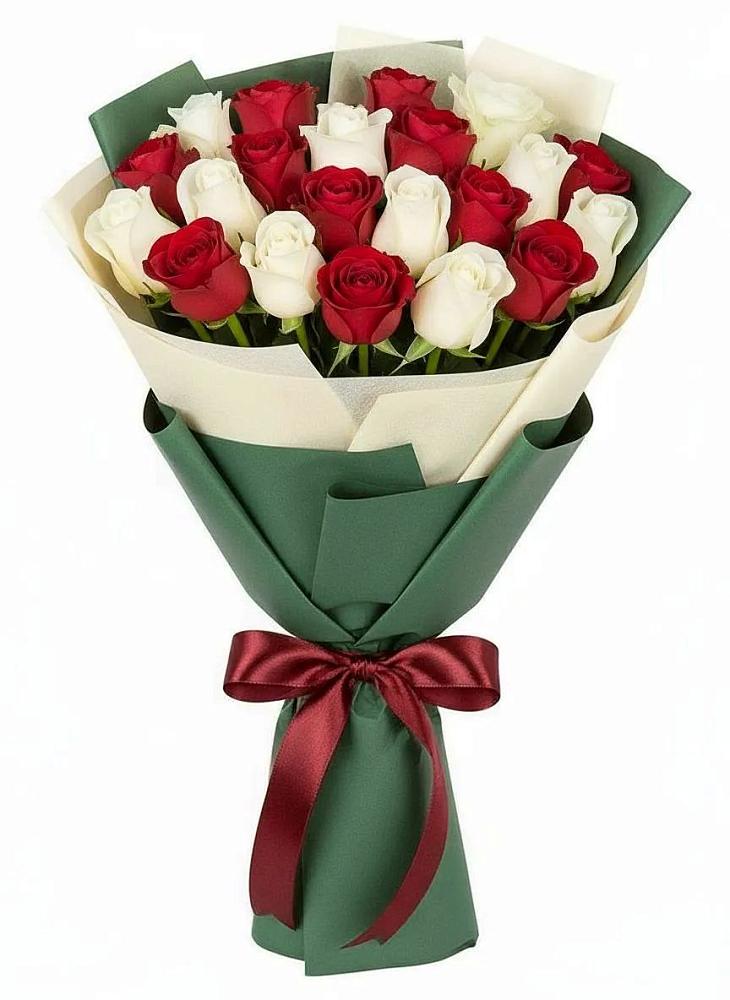 Букет Микс из красных и белых роз в Полтавке