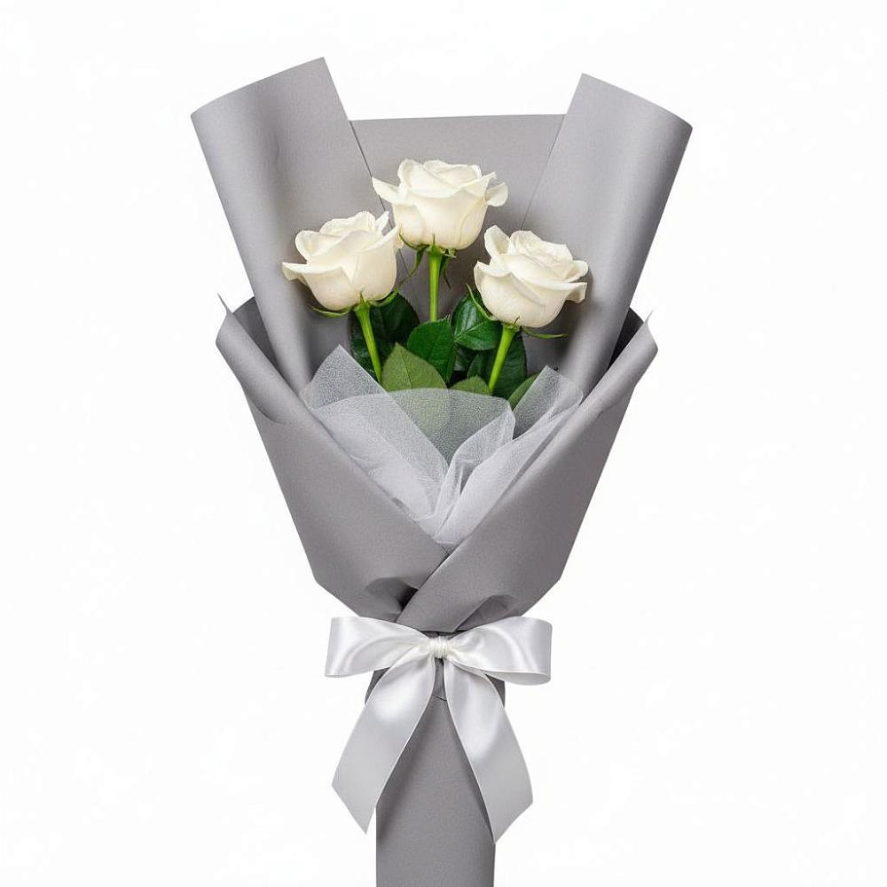 Букет 3 белые розы в Полтавке