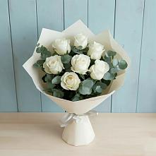Букет Белые розы в Эвкалипте #REPLACE_PRED# Полтавке